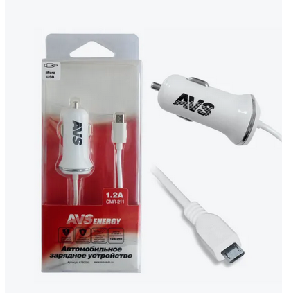 A78029S Автомобильное зарядное устройство AVS с micro USB  CMR-211 (1,2А)