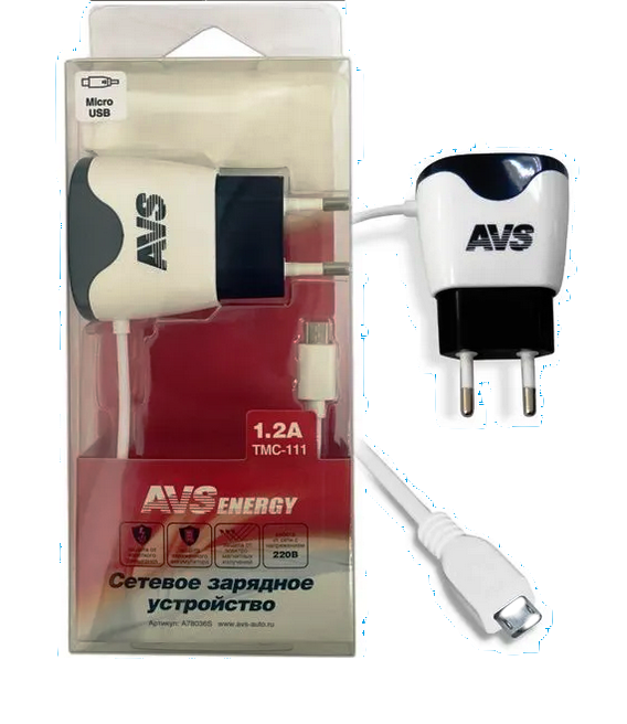 A78036S Сетевое зарядное устройство AVS с micro USB TMC-111 (1,2А)