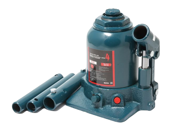 TF0402 Forsage/FK Домкрат 4т бутылочный двухштоковый с клапаном и дополнительным ремкомплектом (h min 160мм, h max 390мм)